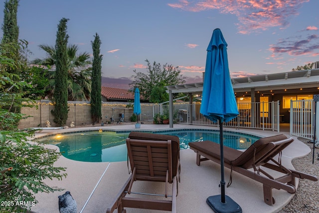 15849 N 46th Pl, Phoenix, AZ 85032 - view of pool with a pergola, a patio, and a fenced backyard