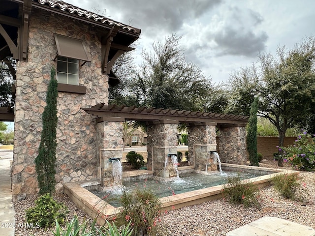 exterior space with a pergola