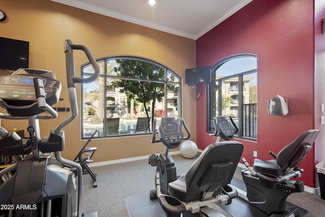11640 N Tatum Blvd Unit 1031, Phoenix, AZ 85028 - exercise room with ornamental molding and carpet floors