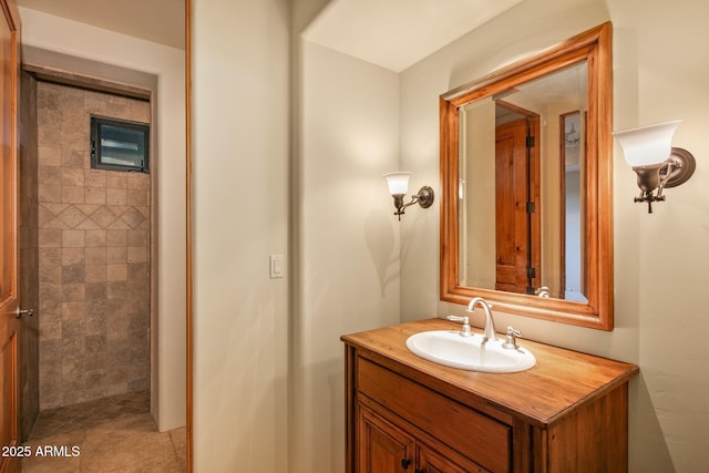 bathroom with tile patterned floors and vanity