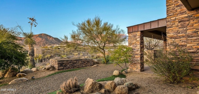 view of yard featuring a mountain view