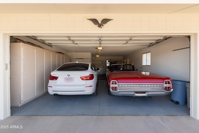 garage with a garage door opener