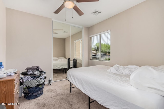 2516 E San Manuel Rd, San Tan Valley, AZ 85143 - bedroom with carpet flooring, a closet, and ceiling fan