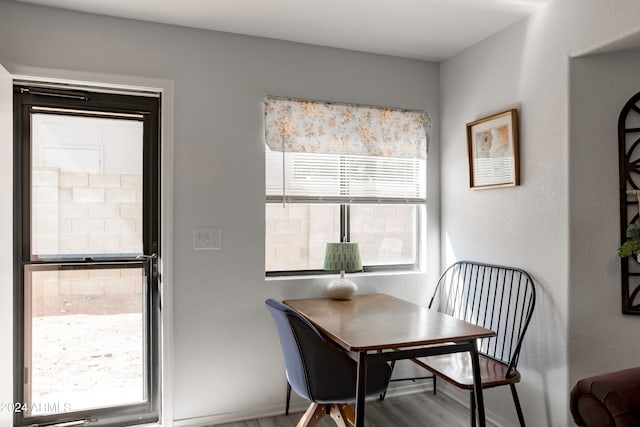 dining room with hardwood / wood-style flooring