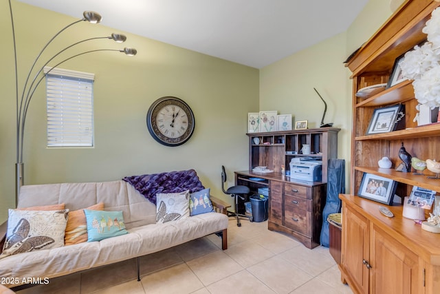 view of tiled home office