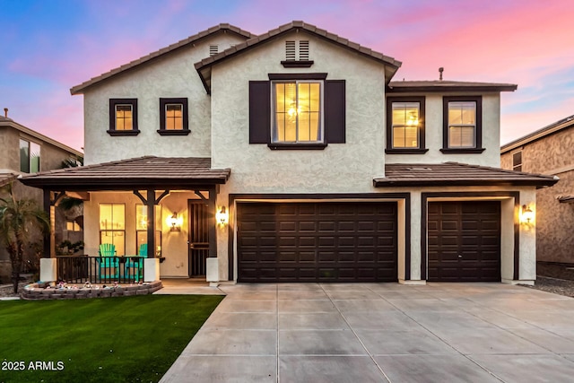 view of front of home with a garage