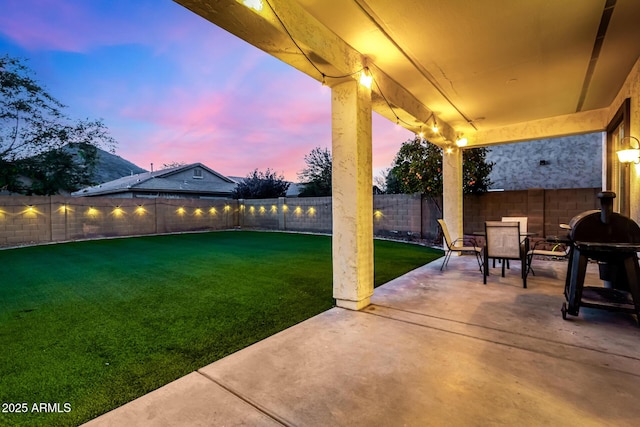 yard at dusk with a patio