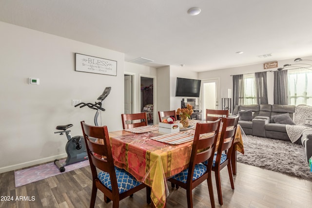 dining room featuring wood-type flooring