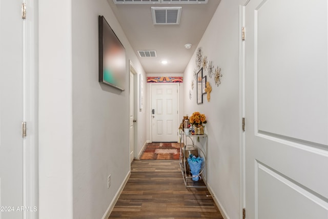 hall featuring dark hardwood / wood-style flooring