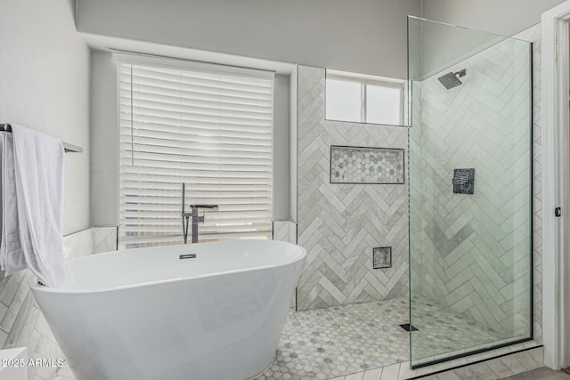 3856 E Encinas Ave, Gilbert, AZ 85234 - bathroom featuring a stall shower and a soaking tub