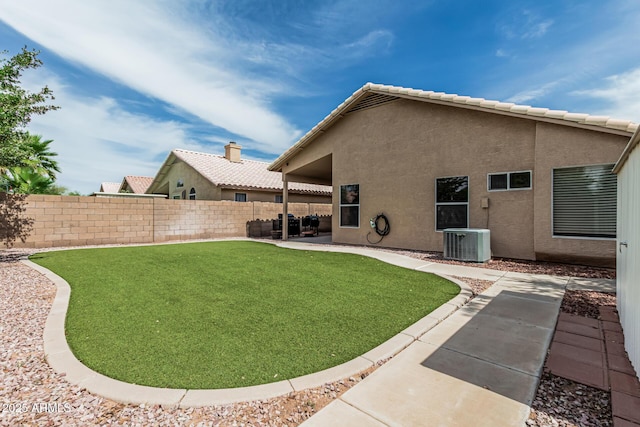 3856 E Encinas Ave, Gilbert, AZ 85234 - view of yard featuring central air condition unit and a patio area