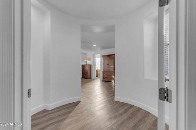 hall featuring light wood-type flooring