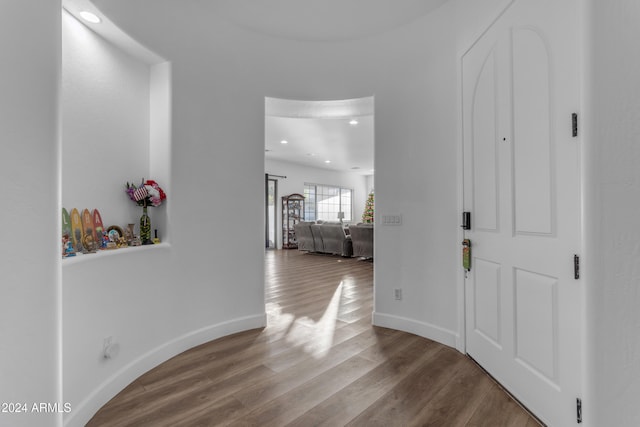 corridor featuring light wood-type flooring