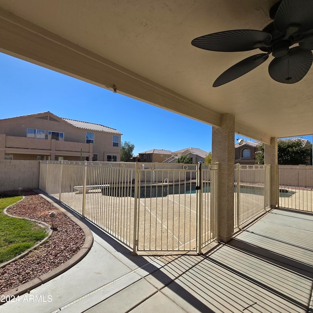 view of patio with ceiling fan