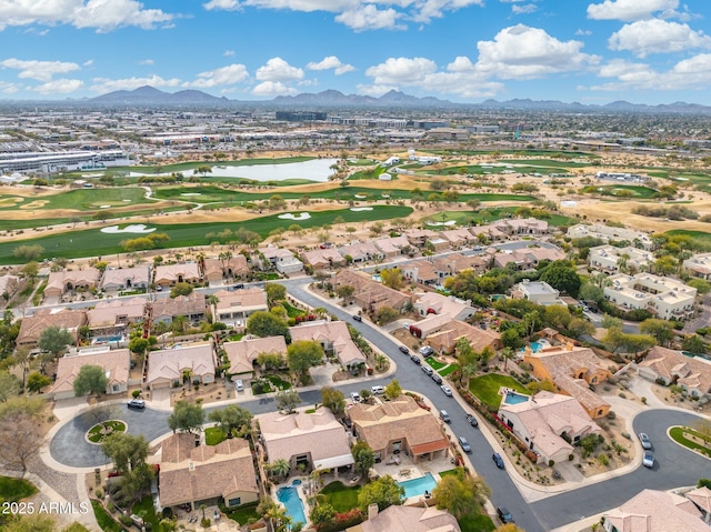 bird's eye view with a mountain view