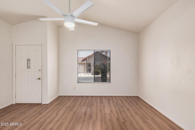 927 E Charleston Ave, Phoenix, AZ 85022 - unfurnished room featuring light wood-style flooring, a ceiling fan, baseboards, and lofted ceiling