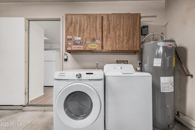 927 E Charleston Ave, Phoenix, AZ 85022 - laundry area featuring electric water heater and washing machine and clothes dryer