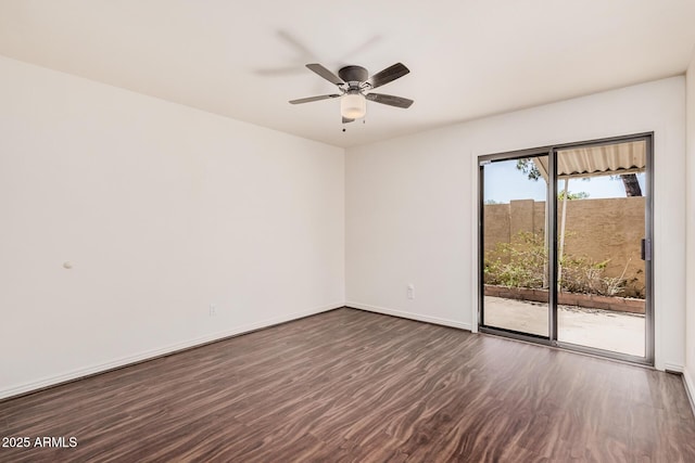927 E Charleston Ave, Phoenix, AZ 85022 - empty room featuring ceiling fan, dark wood-style floors, and baseboards
