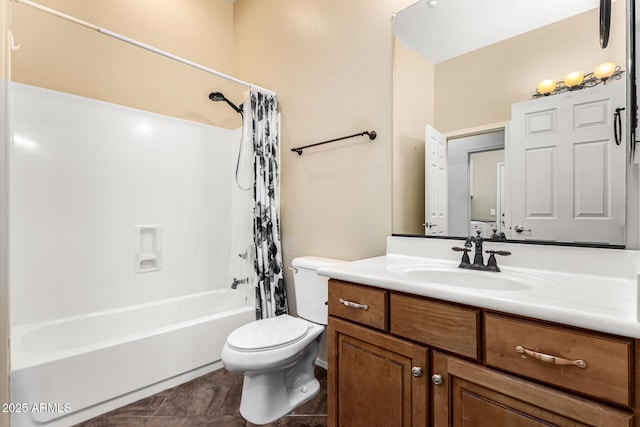 12702 W Dove Wing Way, Peoria, AZ 85383 - bathroom with vanity, toilet, and shower / bath combination with curtain