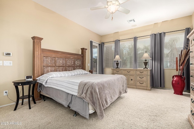 12702 W Dove Wing Way, Peoria, AZ 85383 - bedroom featuring ceiling fan, visible vents, light carpet, and baseboards