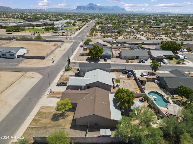 aerial view with a mountain view