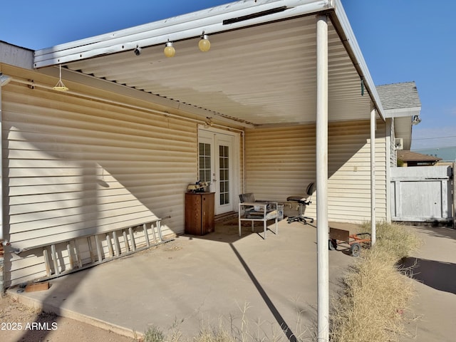 view of patio featuring french doors