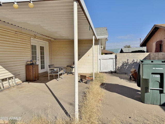 view of patio featuring french doors