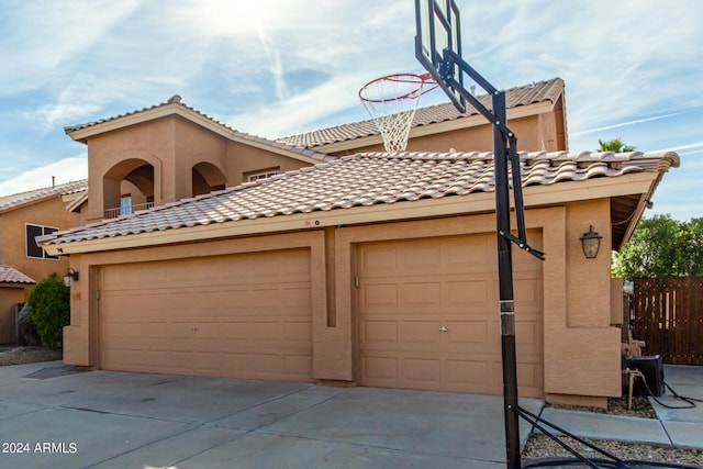 exterior space featuring a garage