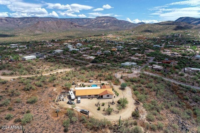 drone / aerial view with a mountain view