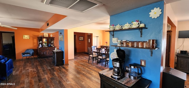 interior space with dark hardwood / wood-style flooring