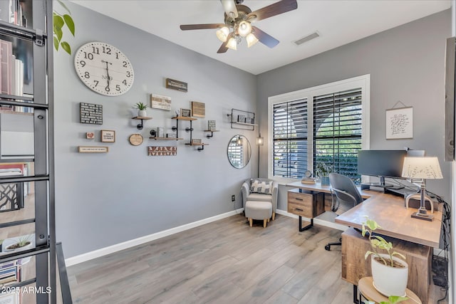21266 S 213th Pl, Queen Creek, AZ 85142 - office with a ceiling fan, wood finished floors, and baseboards