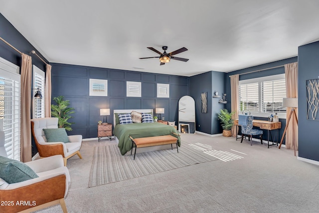 21266 S 213th Pl, Queen Creek, AZ 85142 - bedroom with a decorative wall, baseboards, carpet flooring, and ceiling fan