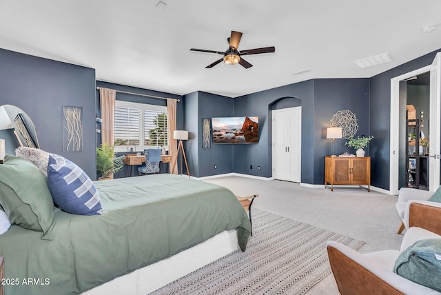 21266 S 213th Pl, Queen Creek, AZ 85142 - carpeted bedroom featuring baseboards, a ceiling fan, and a closet