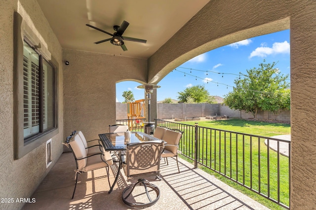 21266 S 213th Pl, Queen Creek, AZ 85142 - view of patio featuring a ceiling fan and outdoor dining area