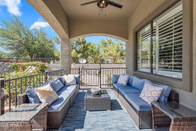 21266 S 213th Pl, Queen Creek, AZ 85142 - view of patio / terrace featuring an outdoor hangout area and ceiling fan