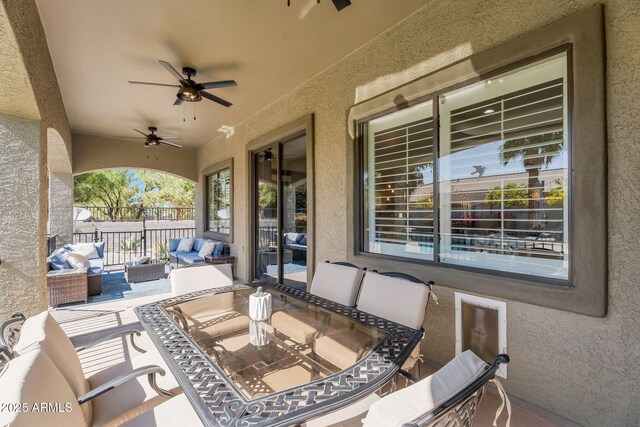 21266 S 213th Pl, Queen Creek, AZ 85142 - view of patio / terrace with ceiling fan and an outdoor living space