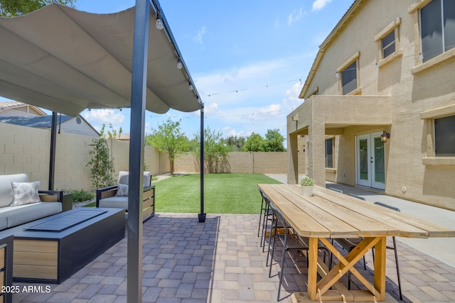 3349 E Flamingo Ct, Gilbert, AZ 85297 - view of patio / terrace with french doors and an outdoor hangout area