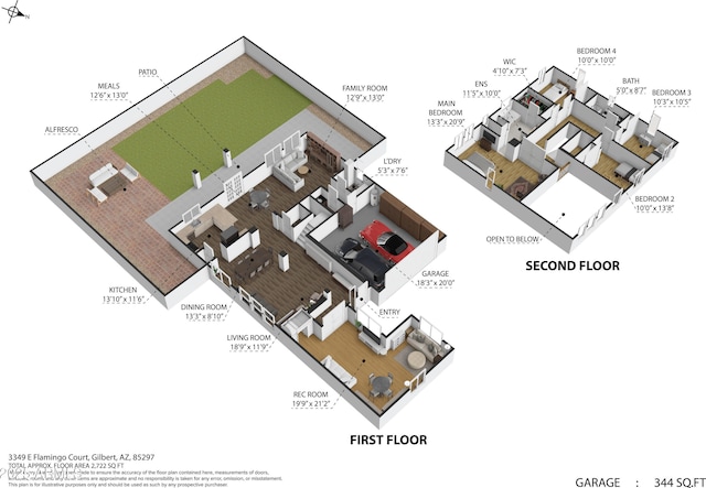 3349 E Flamingo Ct, Gilbert, AZ 85297 - floor plan / room layout