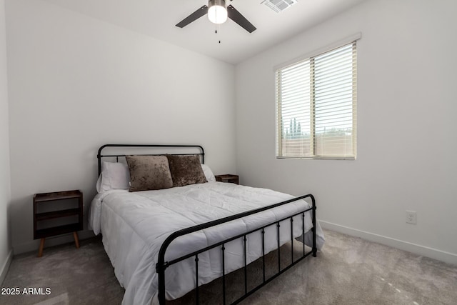 bedroom featuring carpet and ceiling fan