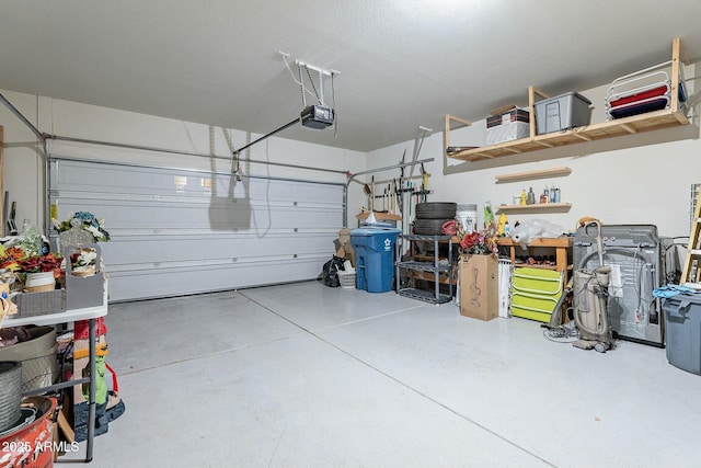 garage with a garage door opener