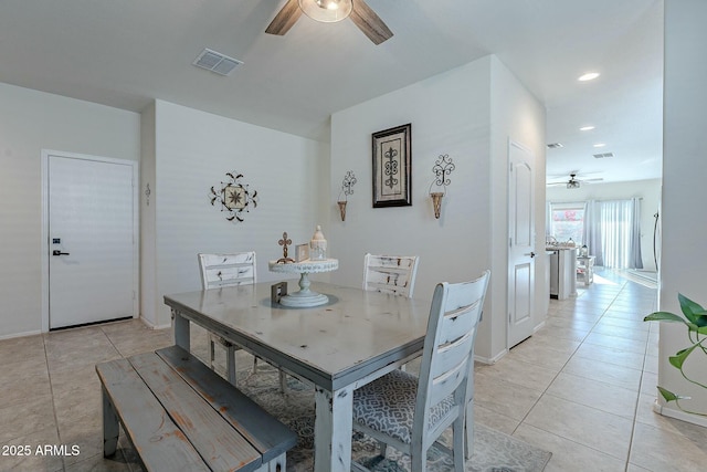 dining room with light tile patterned floors