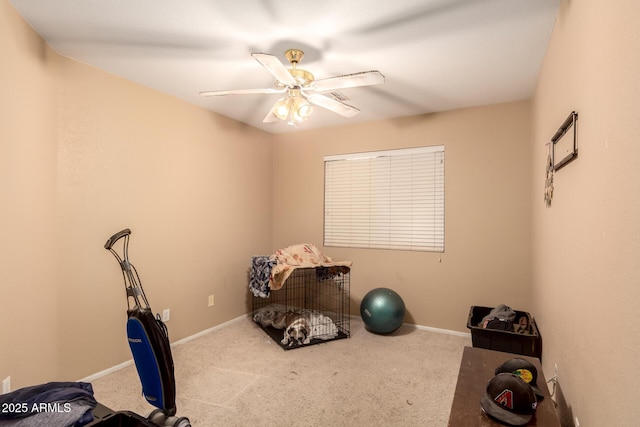 1347 E Vernoa St, San Tan Valley, AZ 85140 - exercise area featuring carpet, baseboards, and ceiling fan