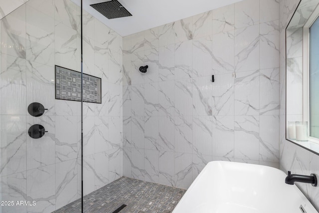 2225 E Whitton Ave E, Phoenix, AZ 85016 - full bathroom featuring tiled shower, visible vents, and a freestanding tub