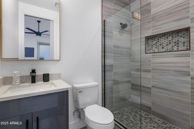 2225 E Whitton Ave E, Phoenix, AZ 85016 - bathroom featuring toilet, a stall shower, vanity, and visible vents