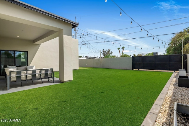 2225 E Whitton Ave E, Phoenix, AZ 85016 - view of yard with a fenced backyard, an outdoor living space, and a patio