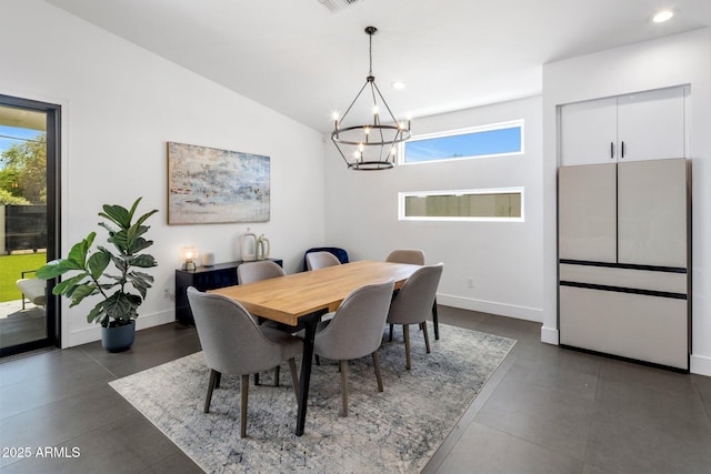 2225 E Whitton Ave E, Phoenix, AZ 85016 - dining space featuring a healthy amount of sunlight, a notable chandelier, baseboards, and recessed lighting
