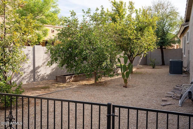 view of yard with central AC unit