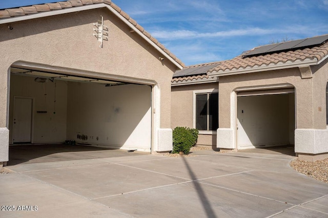 view of patio with a garage