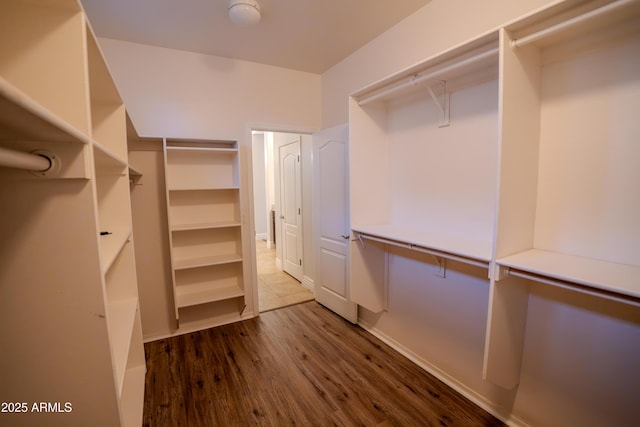 spacious closet featuring hardwood / wood-style floors