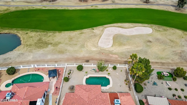 birds eye view of property featuring view of golf course